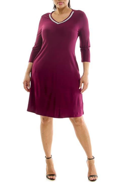 Rhinestone V-Neck Dress