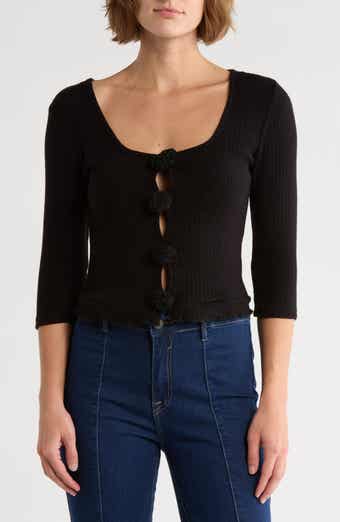 Vigoss Rosette Scoop Neck Knit Top