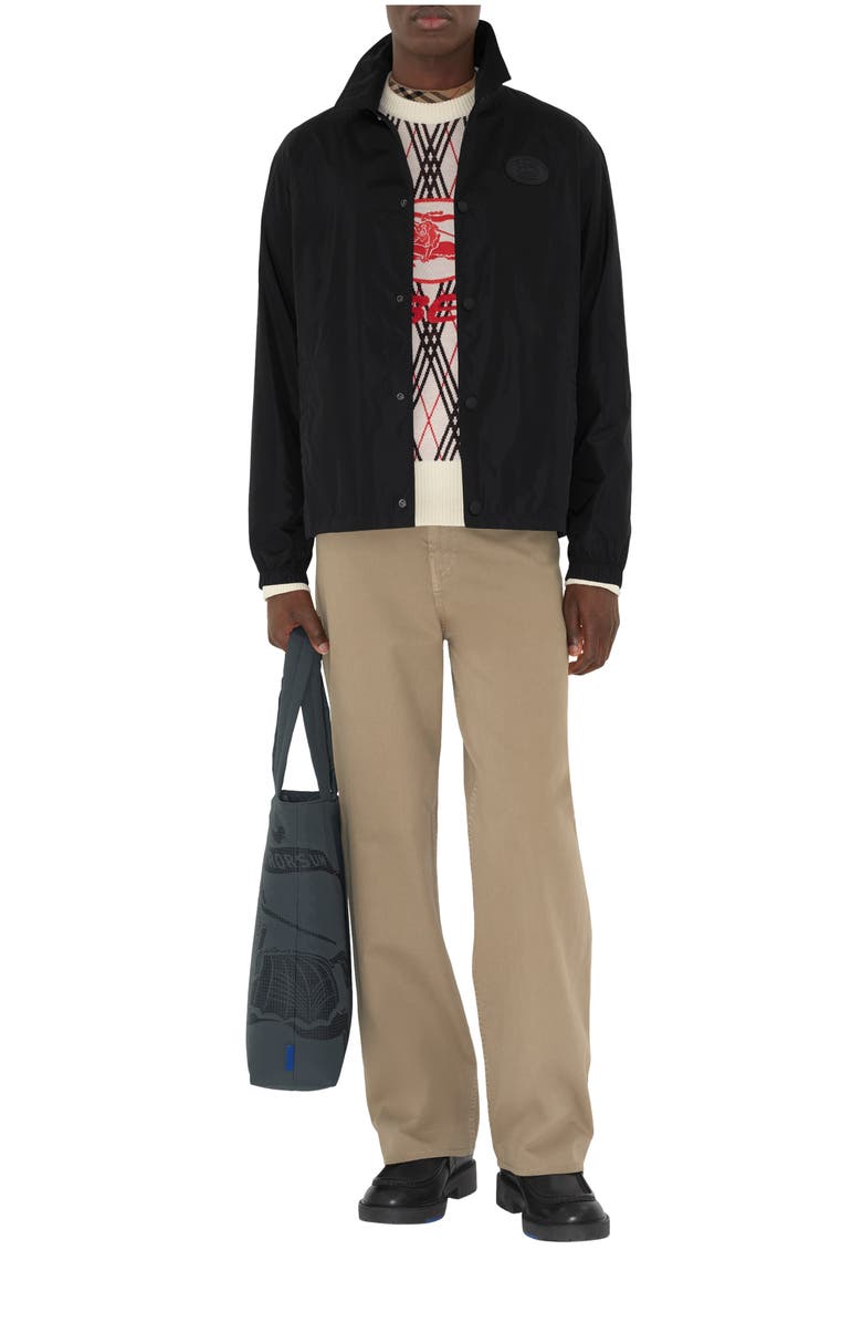 Burberry Knight Stamp Nylon Coach Jacket, Main, color, Black