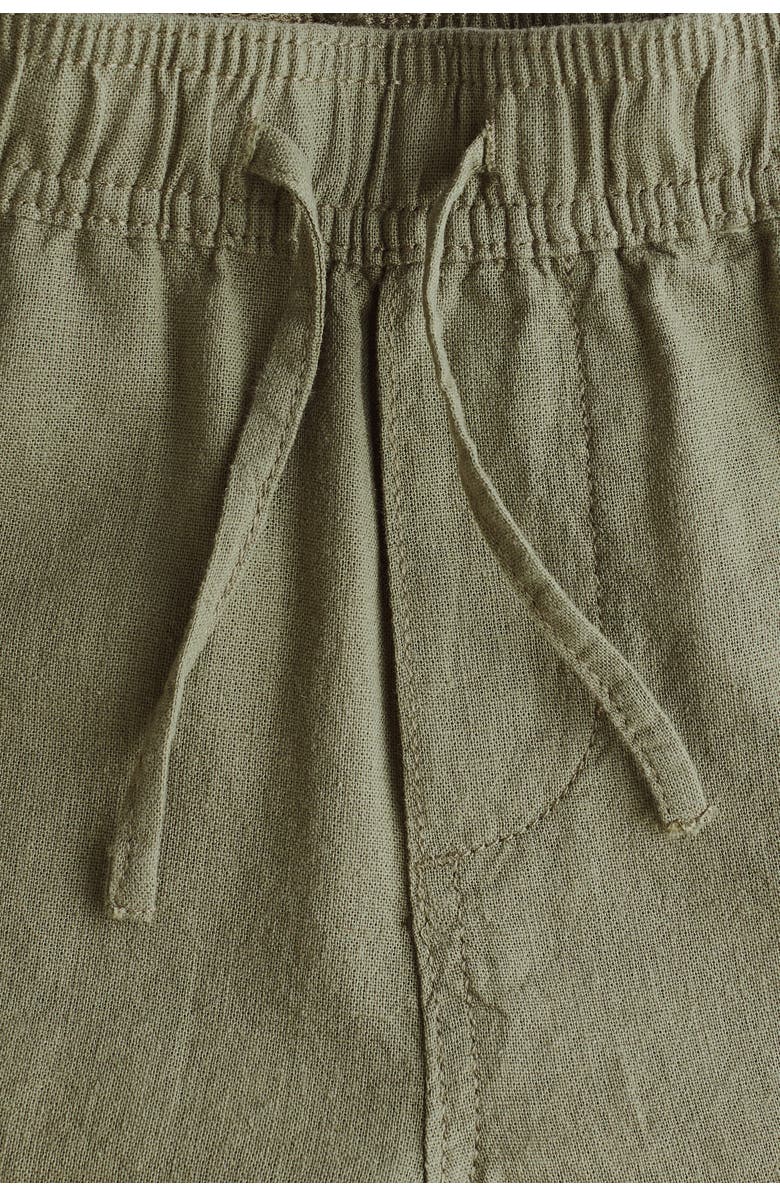H&M Linen-blend Shorts, Alternate, color, Dark Khaki Green