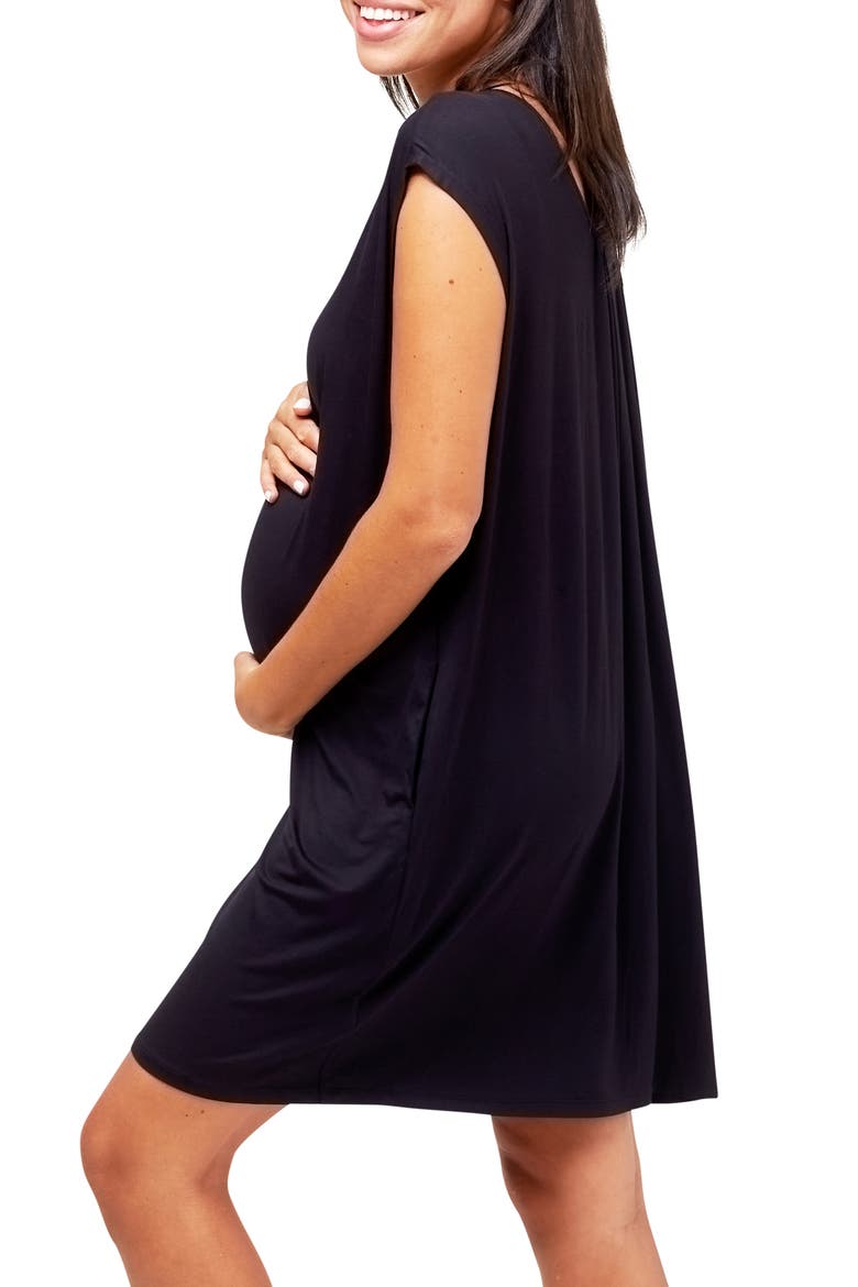 Clementine Maternity & Nursing Nightie, Alternate, color, BLACK