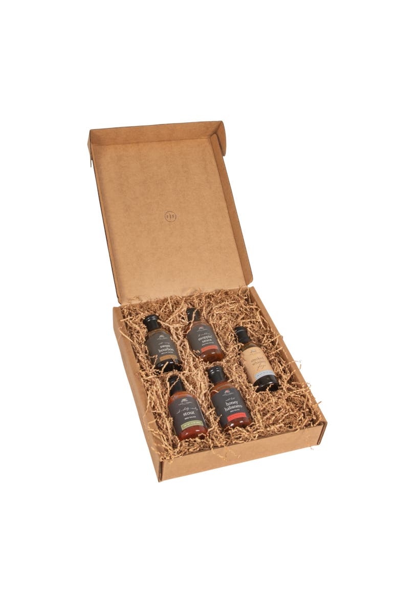 5-Piece BBQ Sauce Sampler Pack Gift Box, Alternate, color, Brown