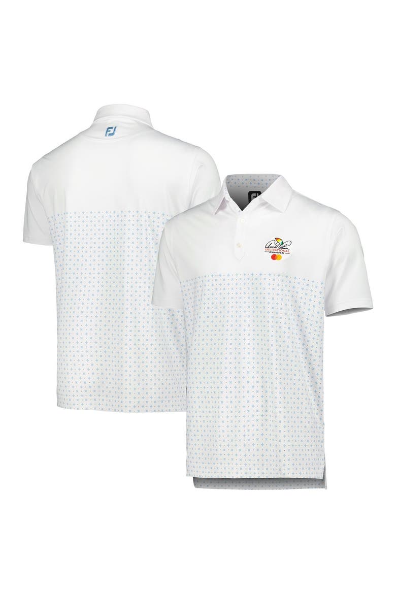 Men's FootJoy White Arnold Palmer Invitational Engineered Foulard Lisle Polo, Main, color, White
