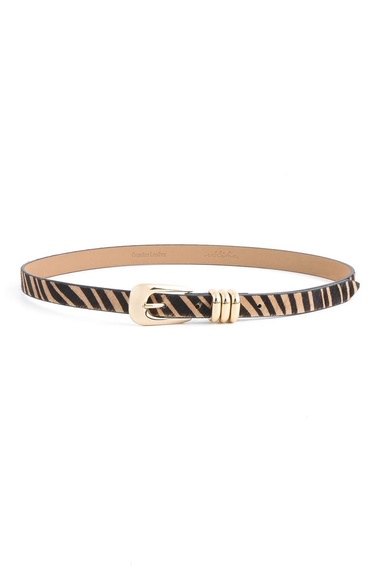 Tiger Print Genuine Calf Hair Leather Belt, Main, color, TIGER