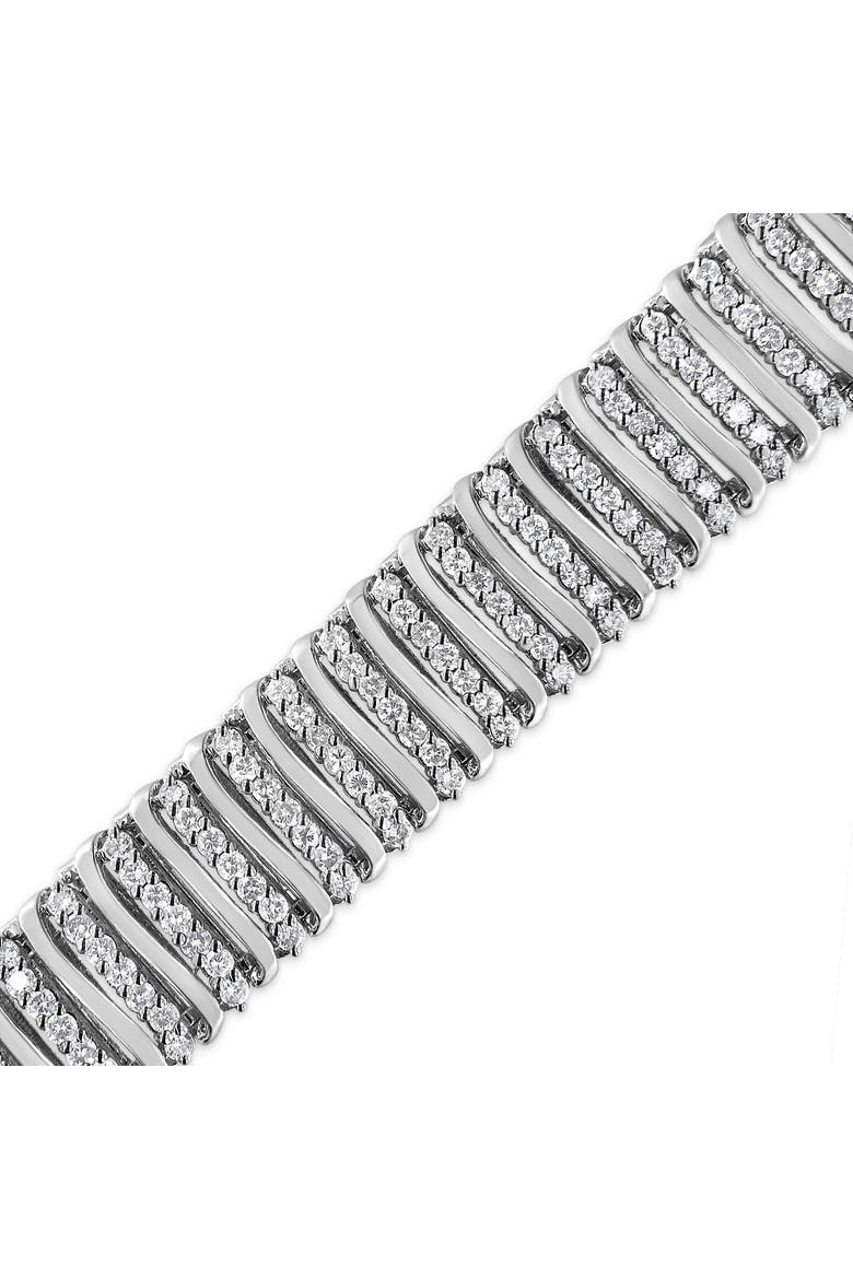Silver 8 1/2 Ctw Diamond Chevron "S" Curved Link Tennis Bracelet, Alternate, color, White