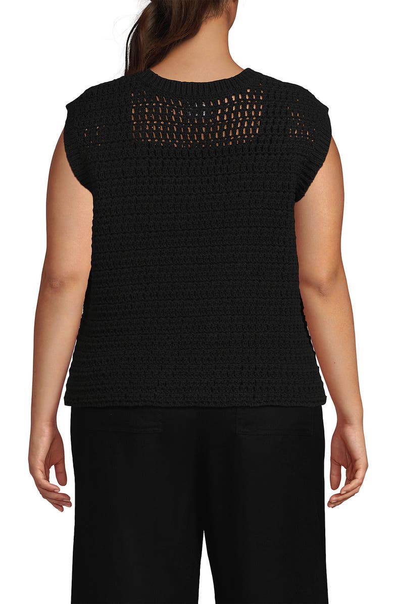 Lands' End Blend Texture U Neck Vest Sweater, Alternate, color, 