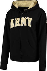 COLOSSEUM Women's Stadium Athletic Black Army Black Knights Helmet Arched Name Full-Zip Sweatshirt