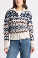 Caslon® Fair Isle Wool Blend Zip Cardigan