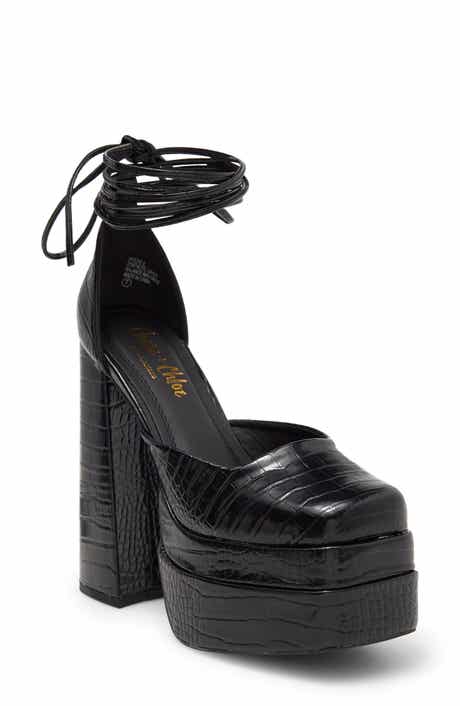 CHASE AND CHLOE Wolfe 2 Croc Embossed Platform Pump