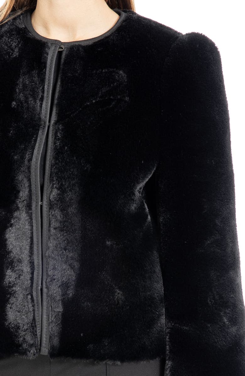 MAX STUDIO Puff Sleeve Faux Fur Jacket, Alternate, color, Black