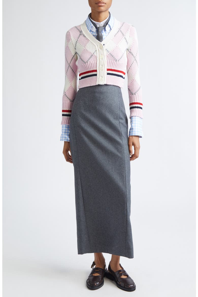 Argyle Intarsia Shrunken Virgin Wool Blend Cardigan, Alternate, color, LIGHT PINK