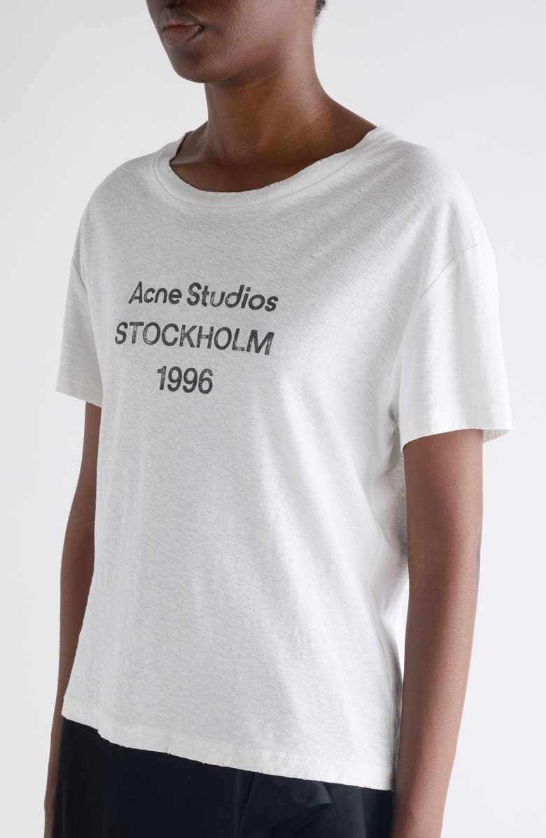 Acne Studios Etza 1996 Distressed Logo Graphic T-Shirt, Alternate, color, Off White