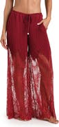 L'AGENCE Sharon Lace Trim Cover-Up Wide Leg Pants