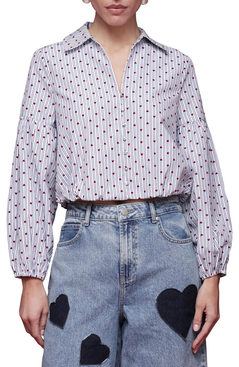 Avec Les Filles Bubble Crop Shirt, Main, color, Flocked Hearts