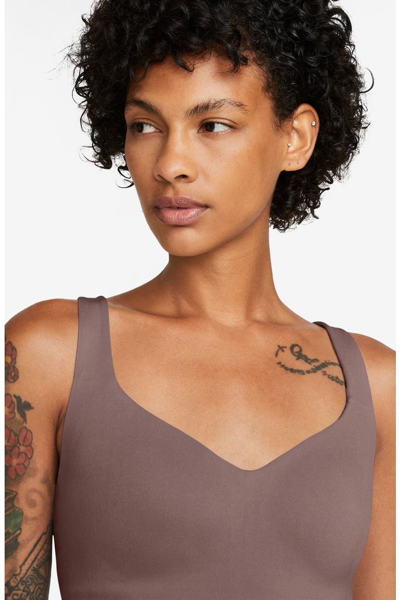 Seamless Padded Sports Tank, Alternate, color, SMOKEY MAUVE/ WHITE