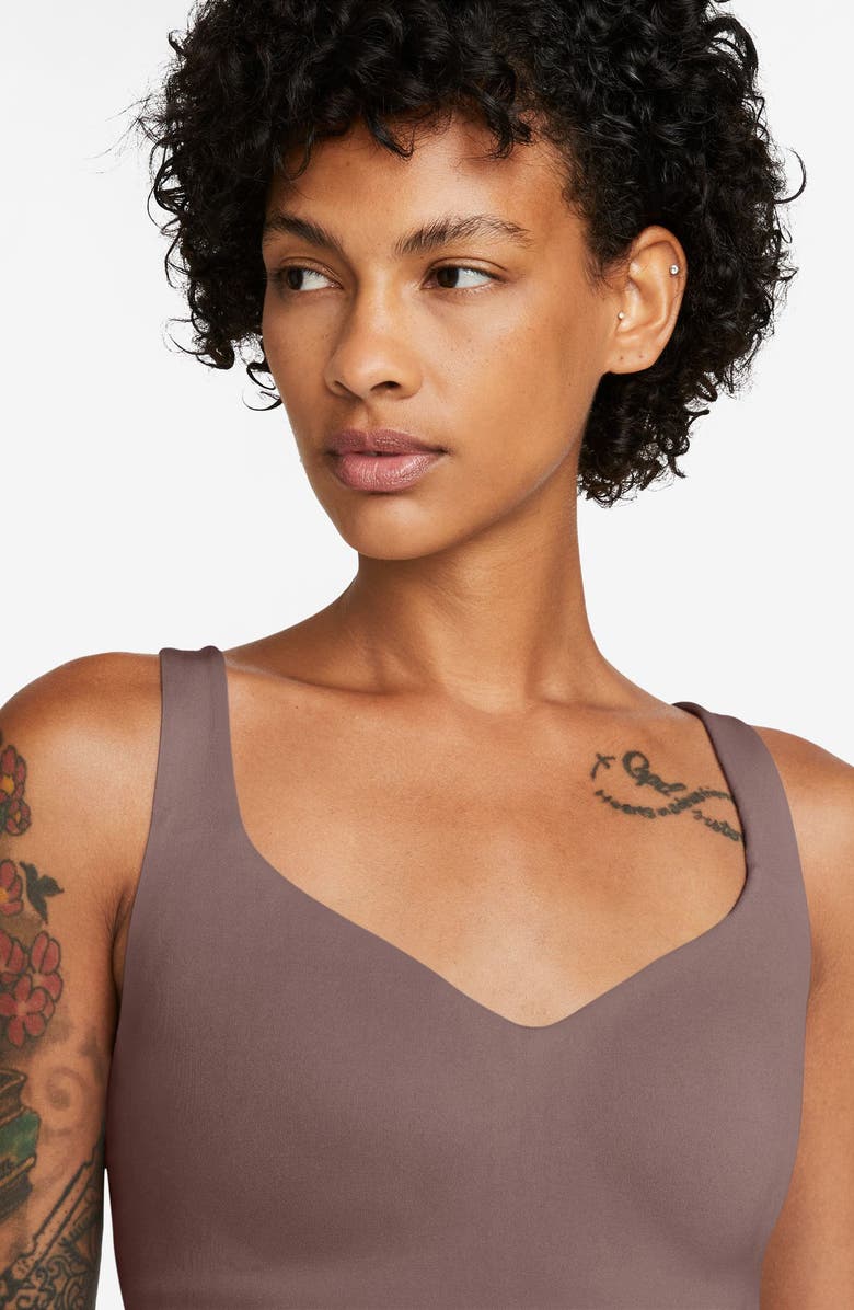 Nike Seamless Padded Sports Tank, Alternate, color, Smokey Mauve/ White