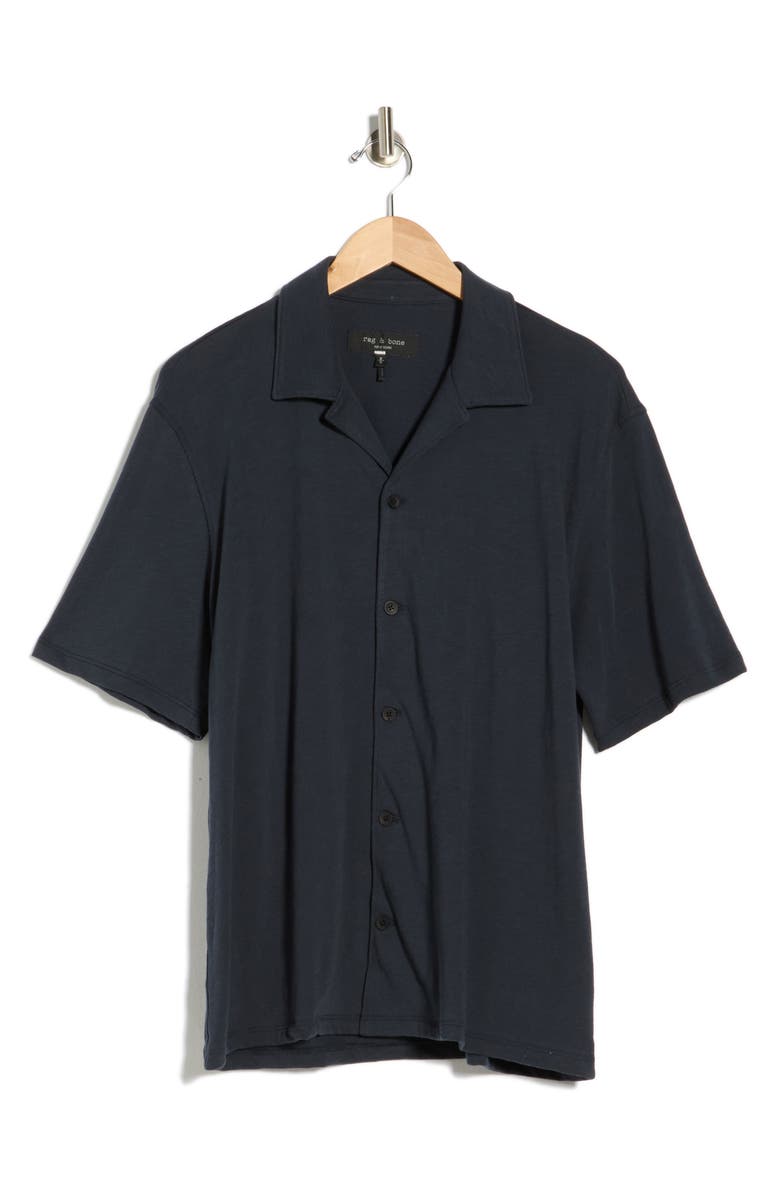 rag & bone Slub Cotton Camp Shirt, Main, color, Navy