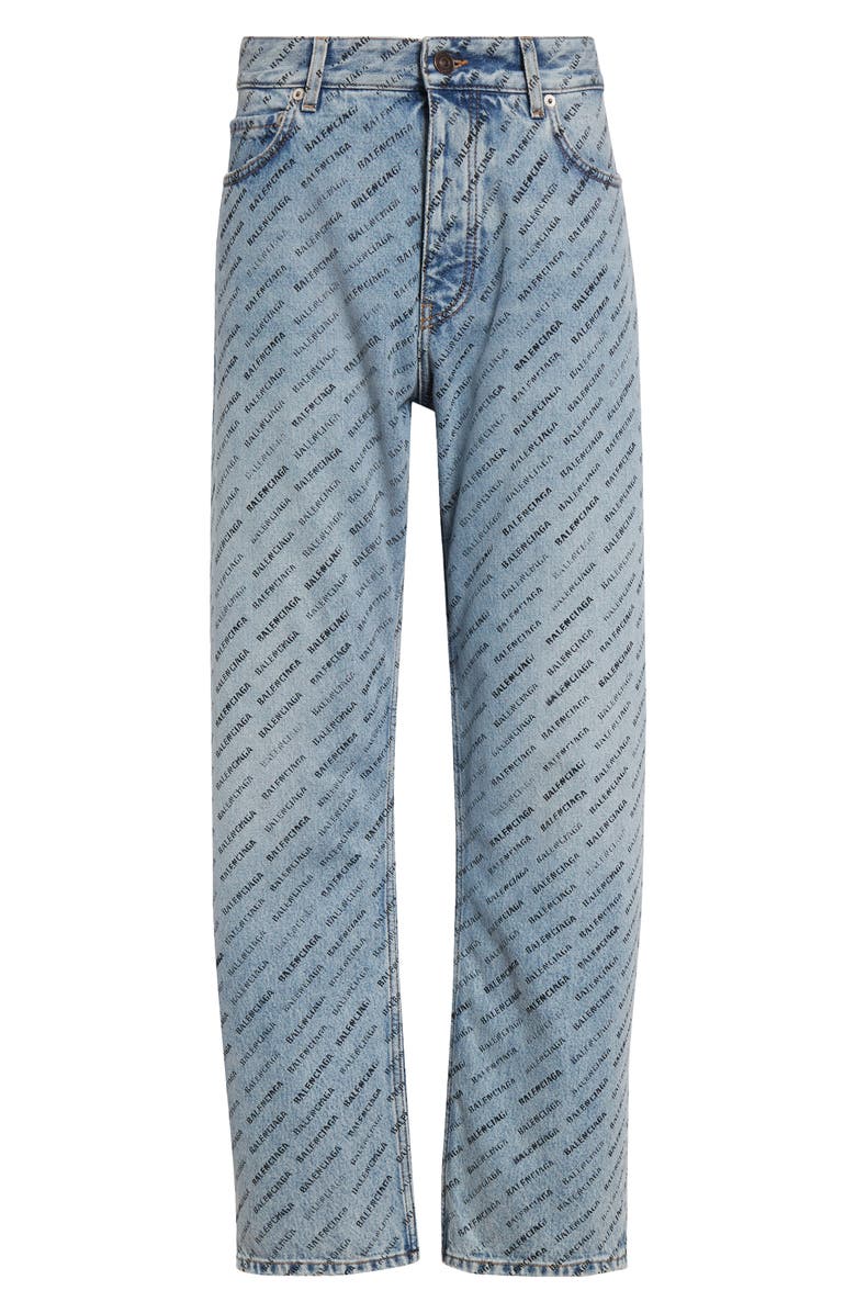 Balenciaga Logo Print Side Buckle Loose Fit Jeans, Alternate, color, 