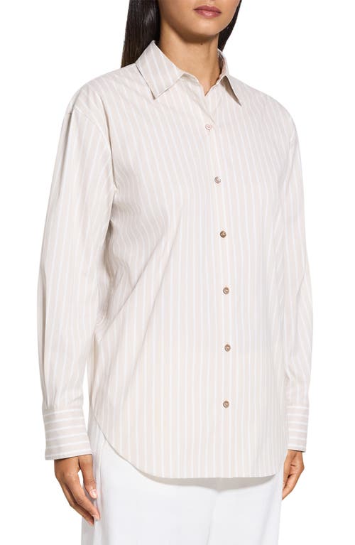 Theory Boyfriend Shirt In Striped Cotton-blend In Sdmu