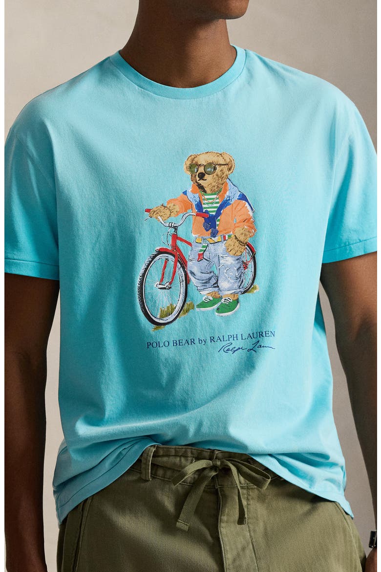 Classic Fit Polo Bear Graphic T-Shirt, Alternate, color, PERFECT TURQUOISE- SUMMER BEAR