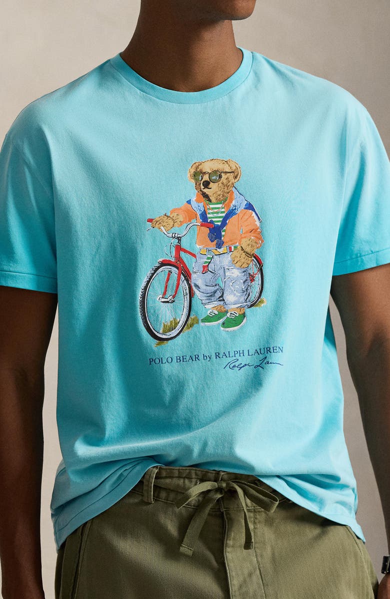 Polo Ralph Lauren Classic Fit Polo Bear Graphic T-Shirt, Alternate, color, Perfect Turquoise- Summer Bear