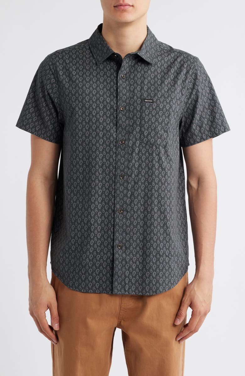 Brixton Charter Short Sleeve Stretch Cotton Blend Button-Up Shirt, Main, color, 