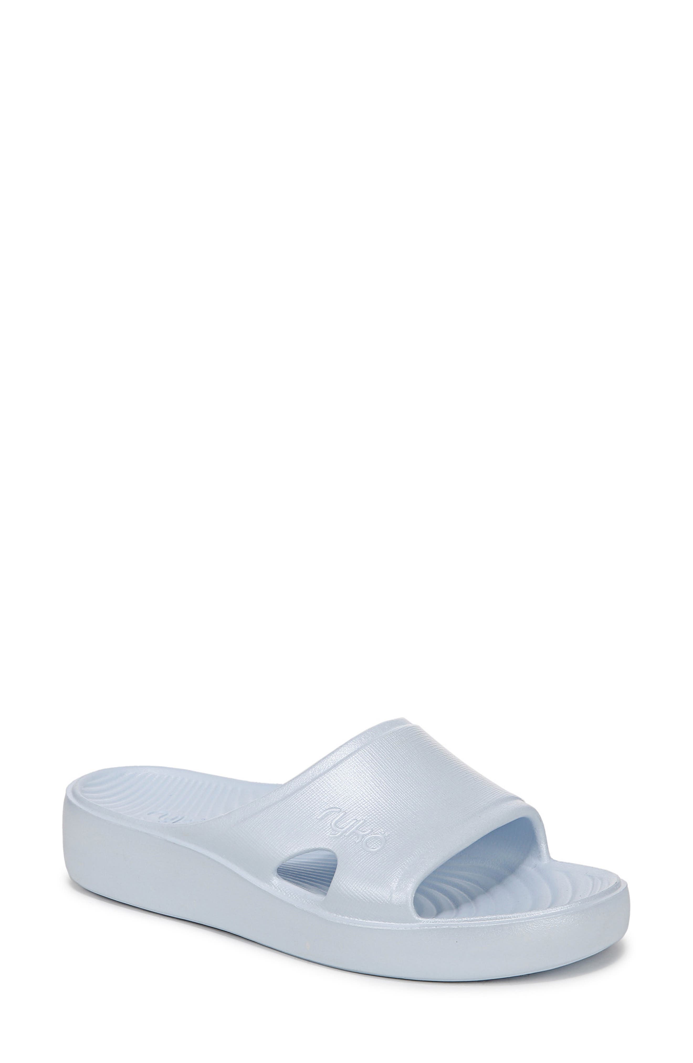 Rykä Soothe Slide Sandal, Main, color, Ice Blue Pearl