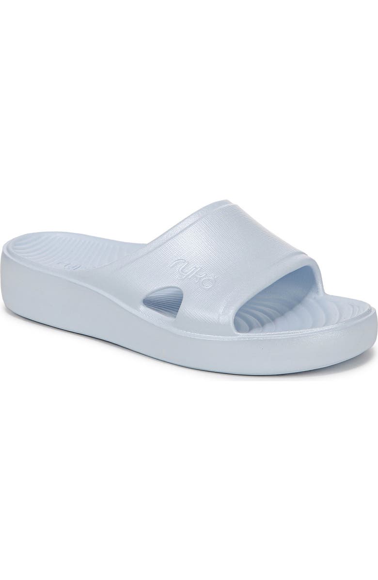 Rykä Soothe Slide Sandal, Main, color, Ice Blue Pearl