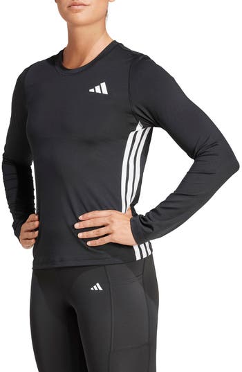 Adidas Originals Adidas Essentials Long Sleeve 3-stripes Workout Top In Black