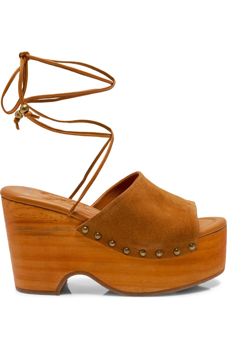 Free People Front Row Ankle Wrap Platform Sandal, Alternate, color, Vachetta Voyage Suee