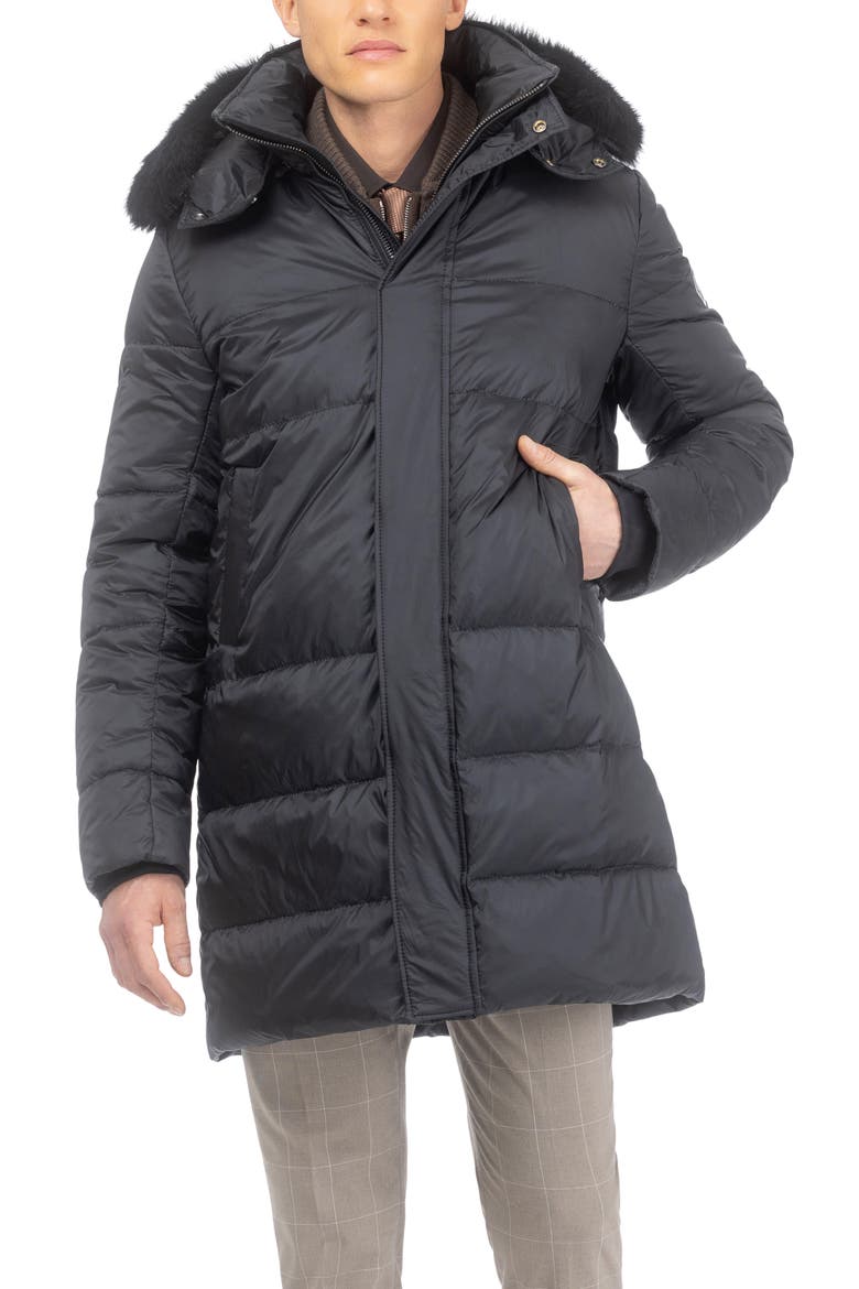 Men's Apres-Ski Parka with Detachable Toscana Lamb Hood Trim, Alternate, color, Black/Black