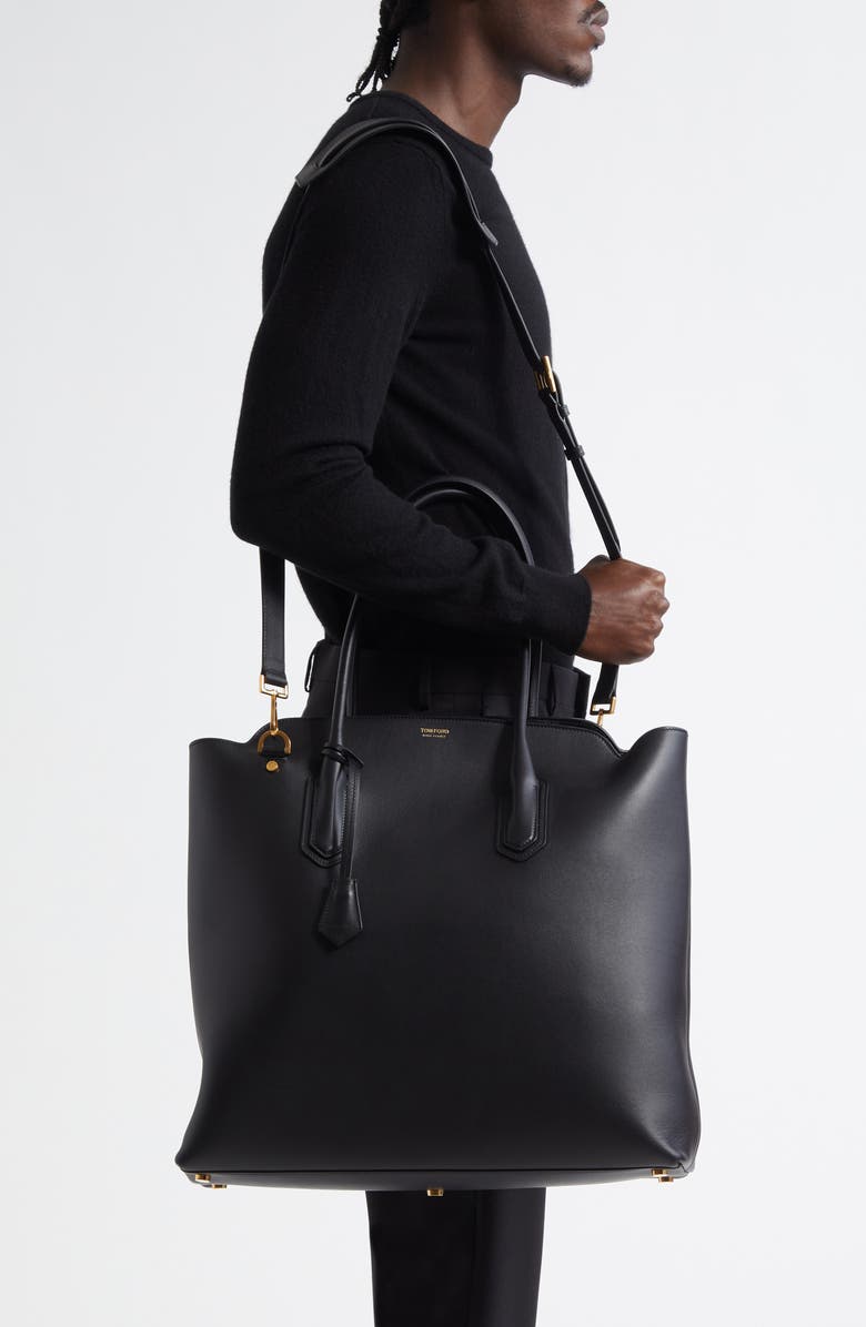 TOM FORD Alexander Leather Tote, Alternate, color,