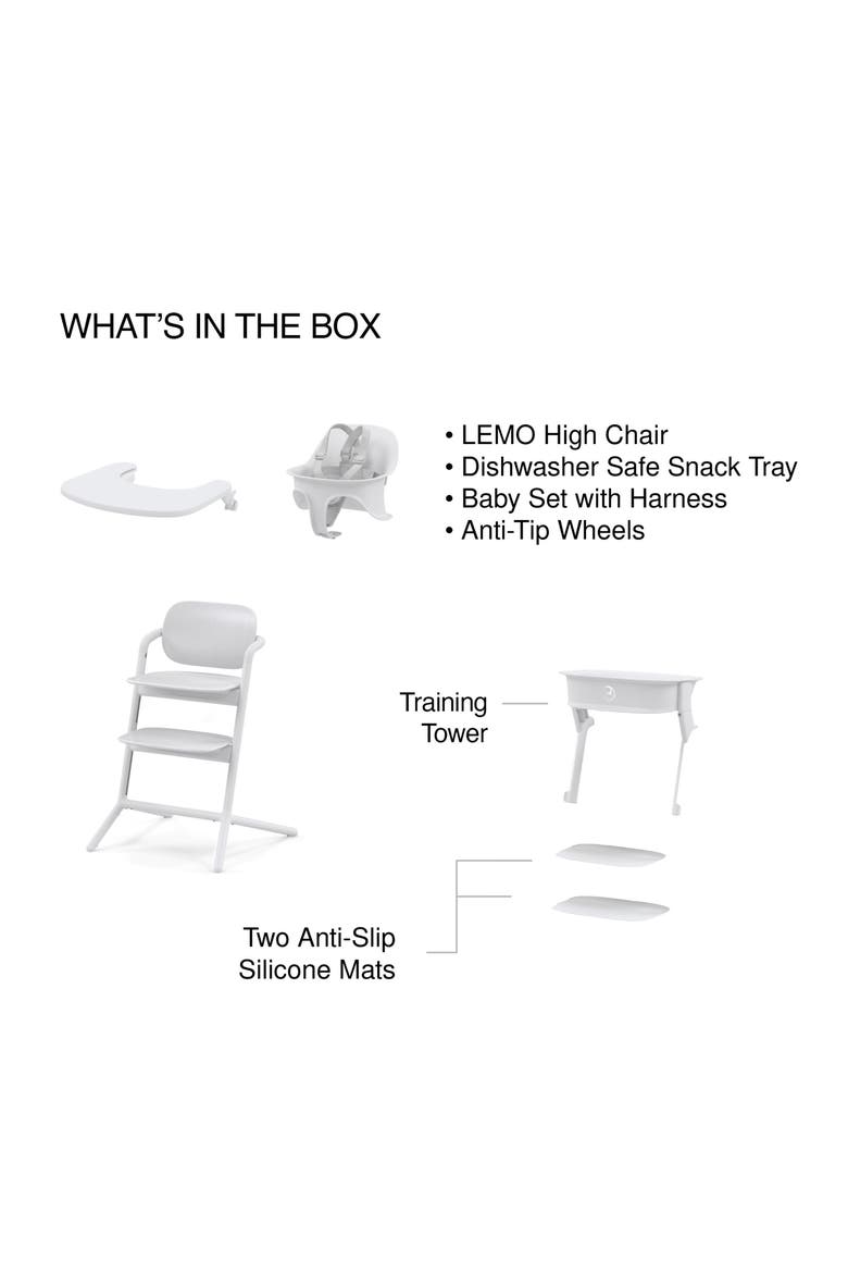 LEMO 3-in-1 High Chair with Baby Set & Tray, Alternate, color, WHITE