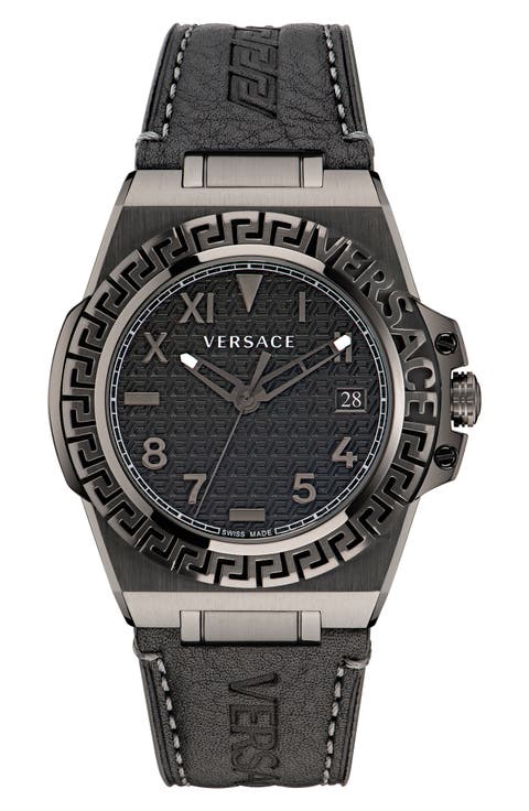 Greca Reaction Leather Strap Watch, 44mm