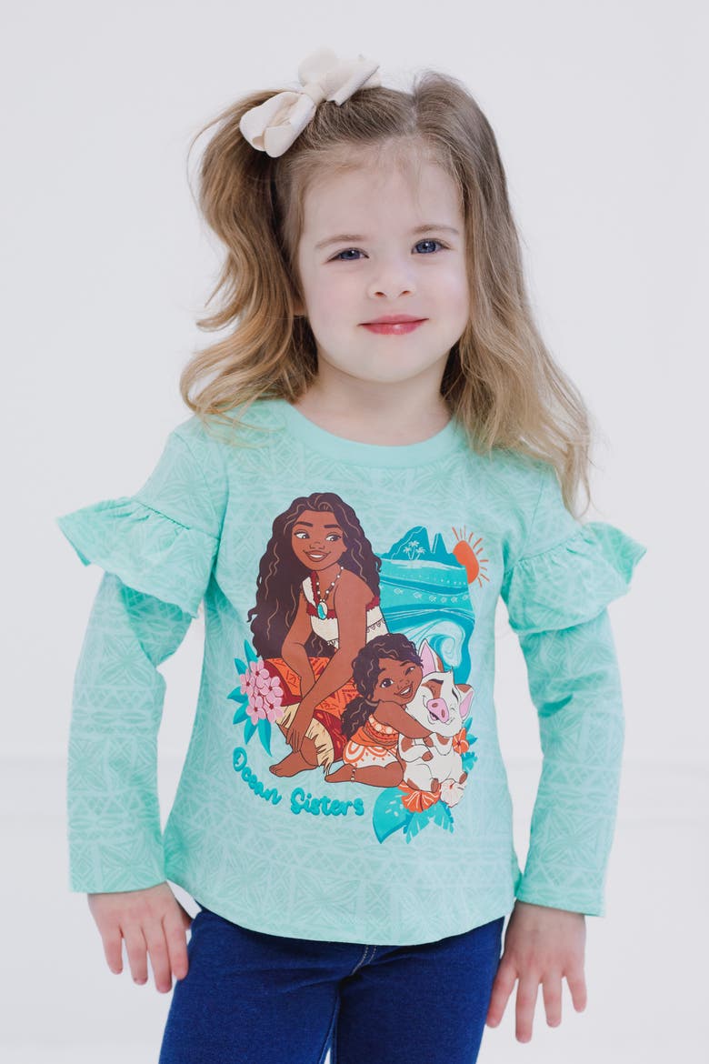 Moana 2-Pack Long Sleeve T-Shirts, Alternate, color, Cream Green Moana