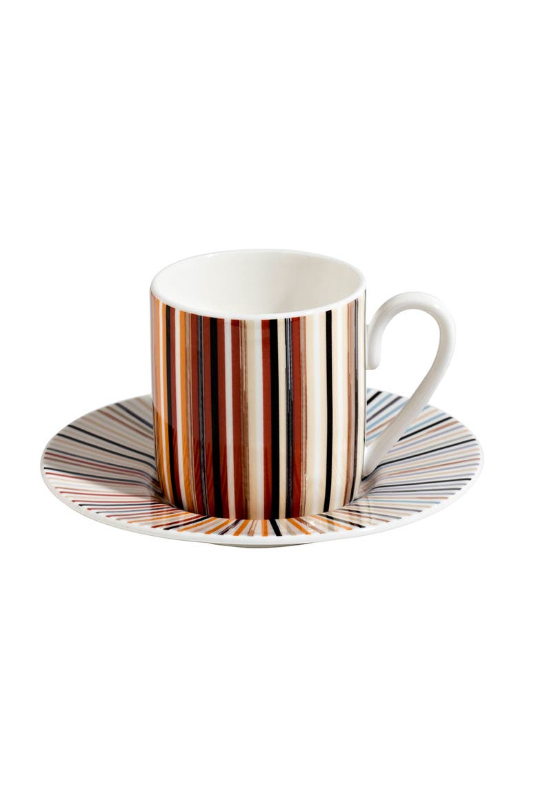 Coffee Cup & Saucer STRIPES Set of 2 in Luxury Box Jenkins 148 diam. 2.3", H 2.5", Cap. 4 oz, Saucer diam. 4.75", Alternate, color, Multicolor