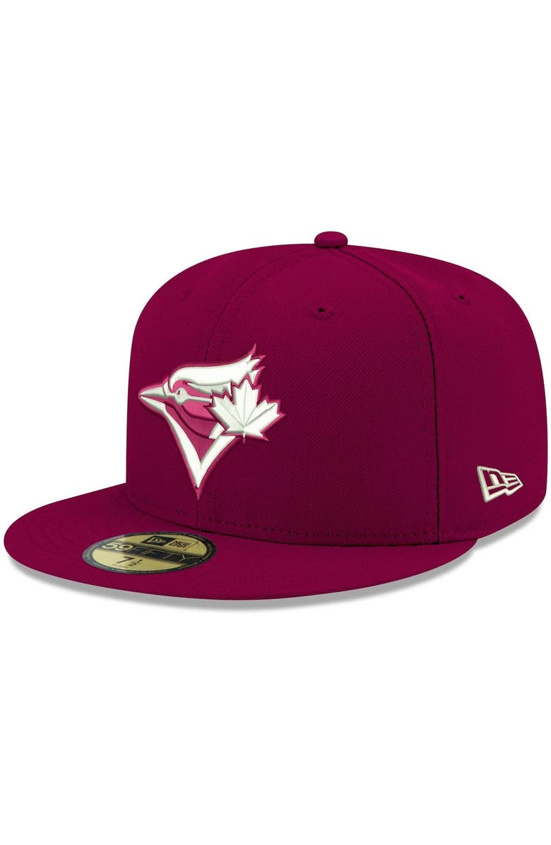 New Era Men's New Era Cardinal Toronto Blue Jays White Logo 59FIFTY Fitted Hat, Main, color, 