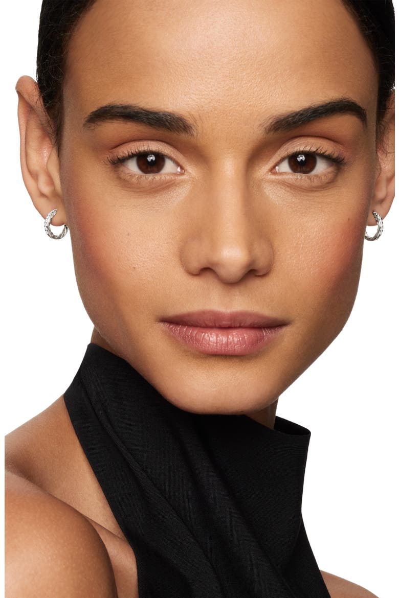 Sculpted Cable Pavé Diamond Huggie Hoop Earrings, Alternate, color, STERLING SILVER/ DIAMOND