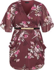City Chic Lila Floral Print Faux Wrap Dress