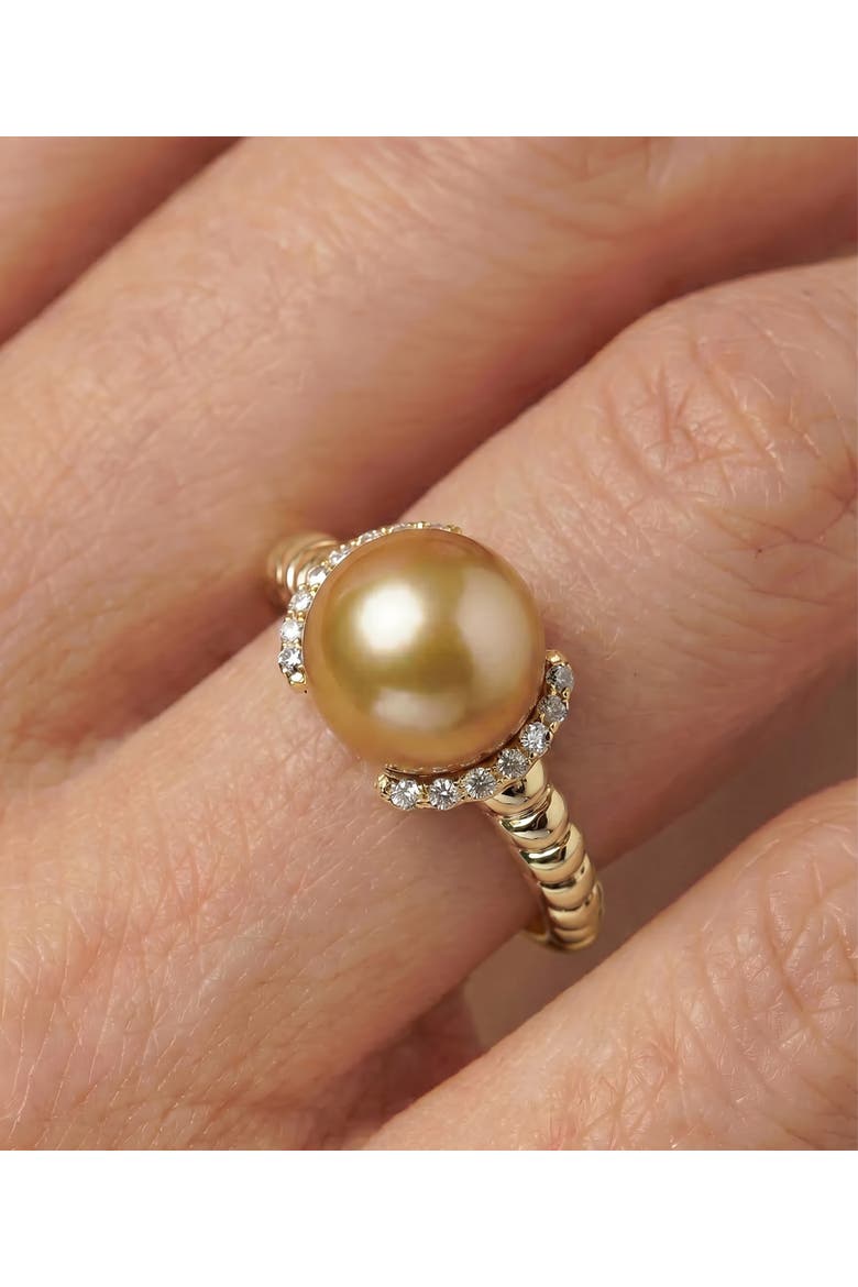 Golden South Sea Pearl & Diamond Jackie Ring, Alternate, color, Yellow Gold
