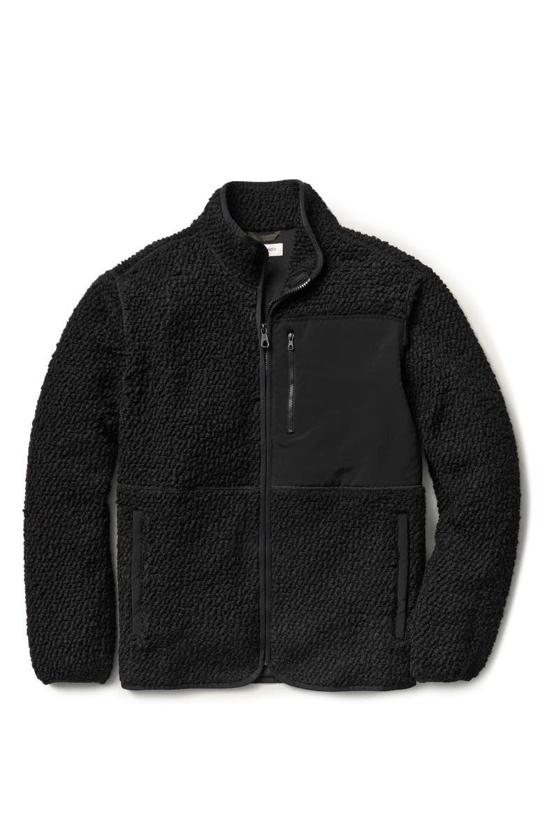 Bonobos High Pile Wool Blend Fleece Zip Jacket, Alternate, color, Jet Black