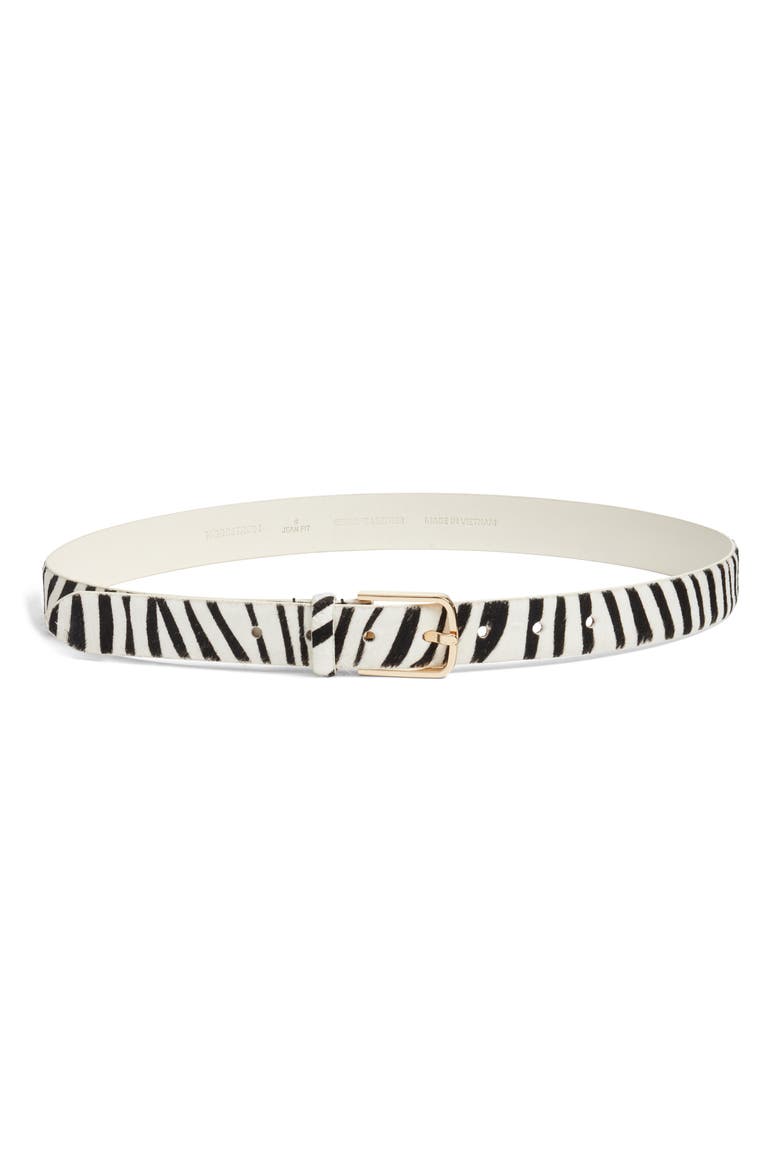 Yvette Genuine Calf Hair Belt, Main, color, ZEBRA- GOLD