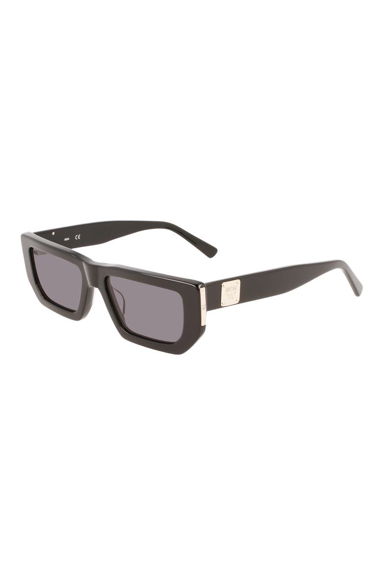 51mm Rectangle Sunglasses, Alternate, color, BLACK