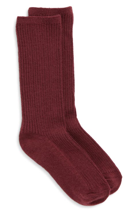 Rib Merino Wool Blend Crew Socks