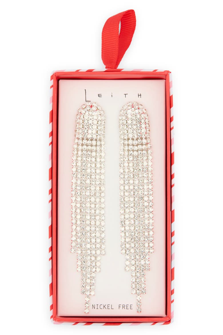 Cascading Crystal Drop Earrings, Main, color, CLEAR- SILVER