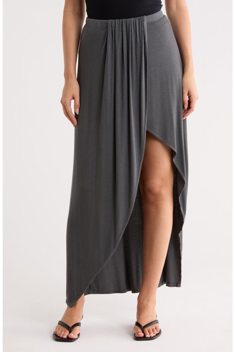 Gathered Maxi Skirt, Main, color, BLACK