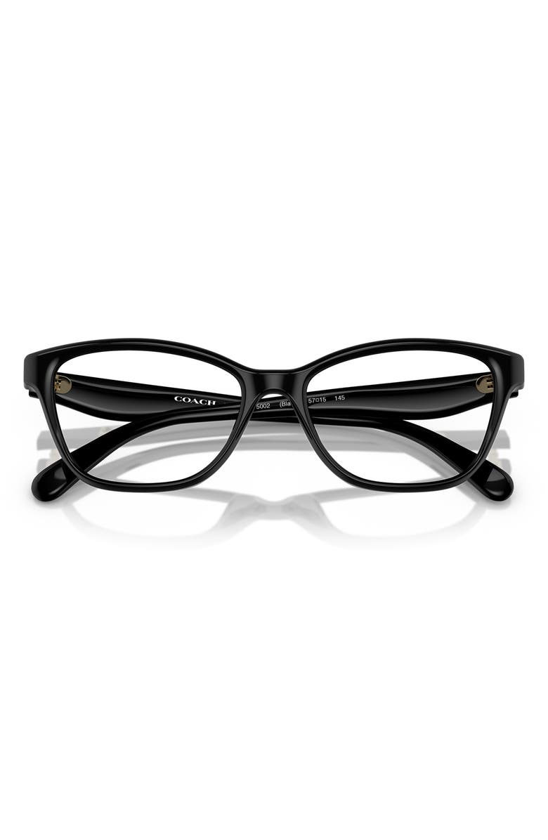 COACH 57mm Pillow Optical Glasses, Alternate, color, Black / Demo Lens