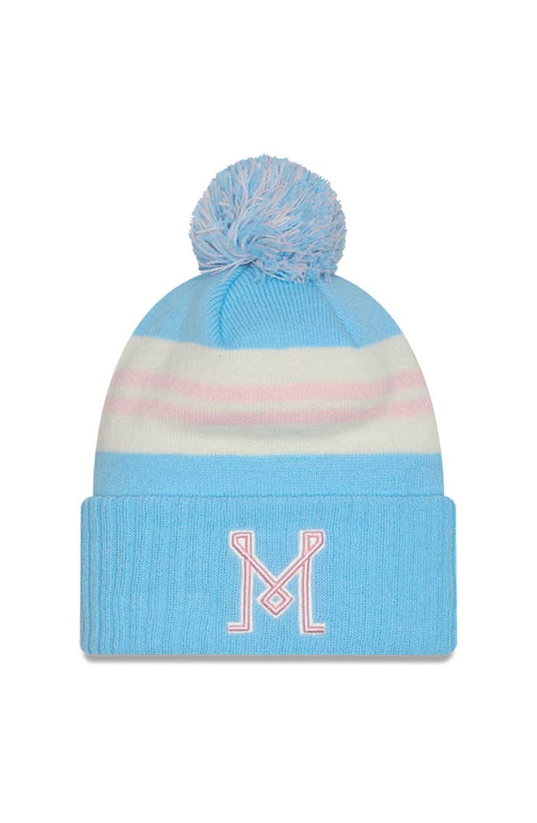 New Era Men's New Era  Light Blue Inter Miami CF 2025 Jersey Hook Cuffed Knit Hat With Pom, Main, color, Light Blue