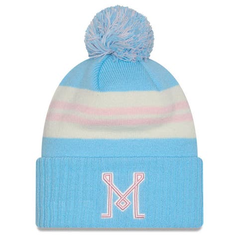Men's New Era  Light Blue Inter Miami CF 2025 Jersey Hook Cuffed Knit Hat With Pom