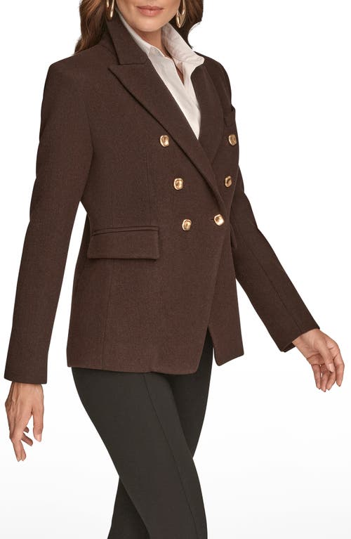 Donna Karan New York Double Breasted Wool Blend Blazer In Brown